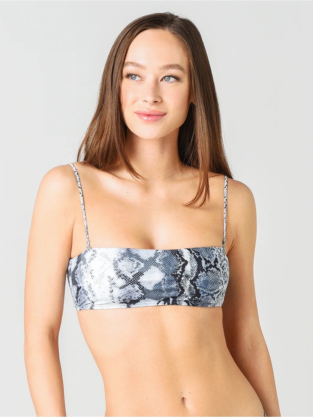 Dolce Vita Black and White Snake Print Bikini Top